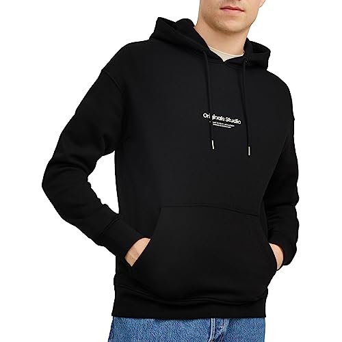JACK & JONES Herren Hoodie Kapuzenpullover JORVESTERBRO - Relaxed Fit S-XXL, Größe:L, Farbe:Black 12241687 von JACK & JONES