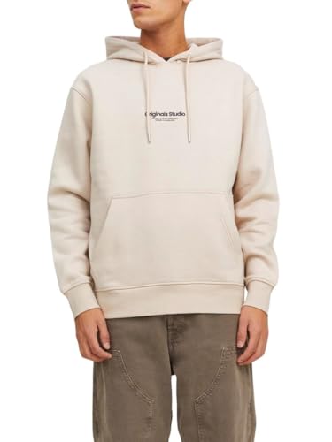 JACK&JONES Hoodie mit Logo Print Kapuzen Pullover mit Kordelzug und Kängurutasche JORVESTERBRO, Größe Pullover:XS,Farben:Sand von JACK & JONES