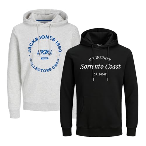 JACK & JONES Infinity Herren Hoodie Infinity Multipack 2er und 3er Pack Mehrstückpackung Kapuzenpullover (DE/NL/SE/PL, Alphanumerisch, XL, Regular, Regular, Hill/Simon 2er Pack 2) von JACK & JONES