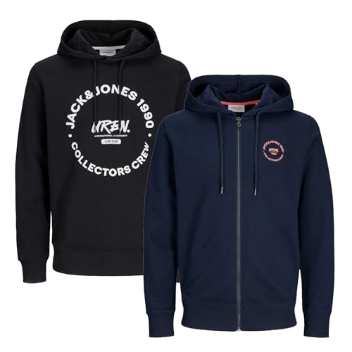 JACK & JONES Infinity Herren Hoodie Infinity Multipack 2er und 3er Pack Mehrstückpackung Kapuzenpullover (DE/NL/SE/PL, Alphanumerisch, XL, Regular, Regular, Simon 2er Pack 3) von JACK & JONES