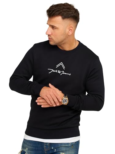 JACK & JONES Infinity Herren Sweatshirt Austin Pullover Sweater (DE/NL/SE/PL, Alphanumerisch, M, Regular, Regular, Black) von JACK & JONES