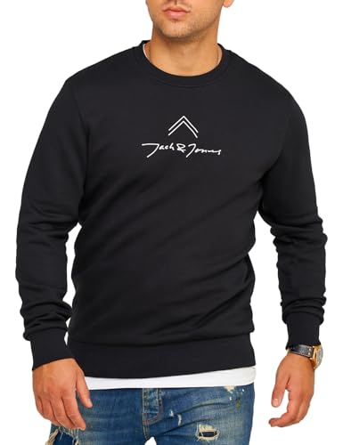 JACK & JONES Infinity Herren Sweatshirt Austin Pullover Sweater (DE/NL/SE/PL, Alphanumerisch, XXL, Regular, Regular, Black) von JACK & JONES