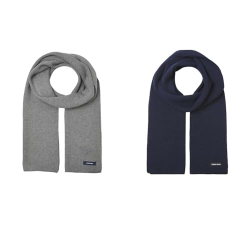 JACK & JONES JACDNA KNIT SCARF NOOS GREY MELANGE JACDNA KNIT SCARF NOOS NAVY BLAZER von JACK & JONES