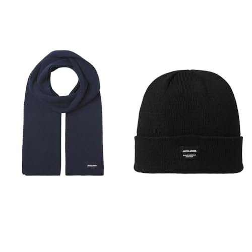 JACK & JONES JACDNA KNIT SCARF NOOS NAVY BLAZER JACDNA BEANIE NOOS BLACK von JACK & JONES