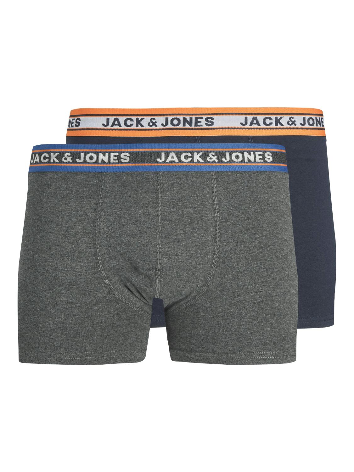 JACK&JONES - JACHAADI TRUNKS 2 PACK dark grey melange - Gr. - L von JACK&JONES