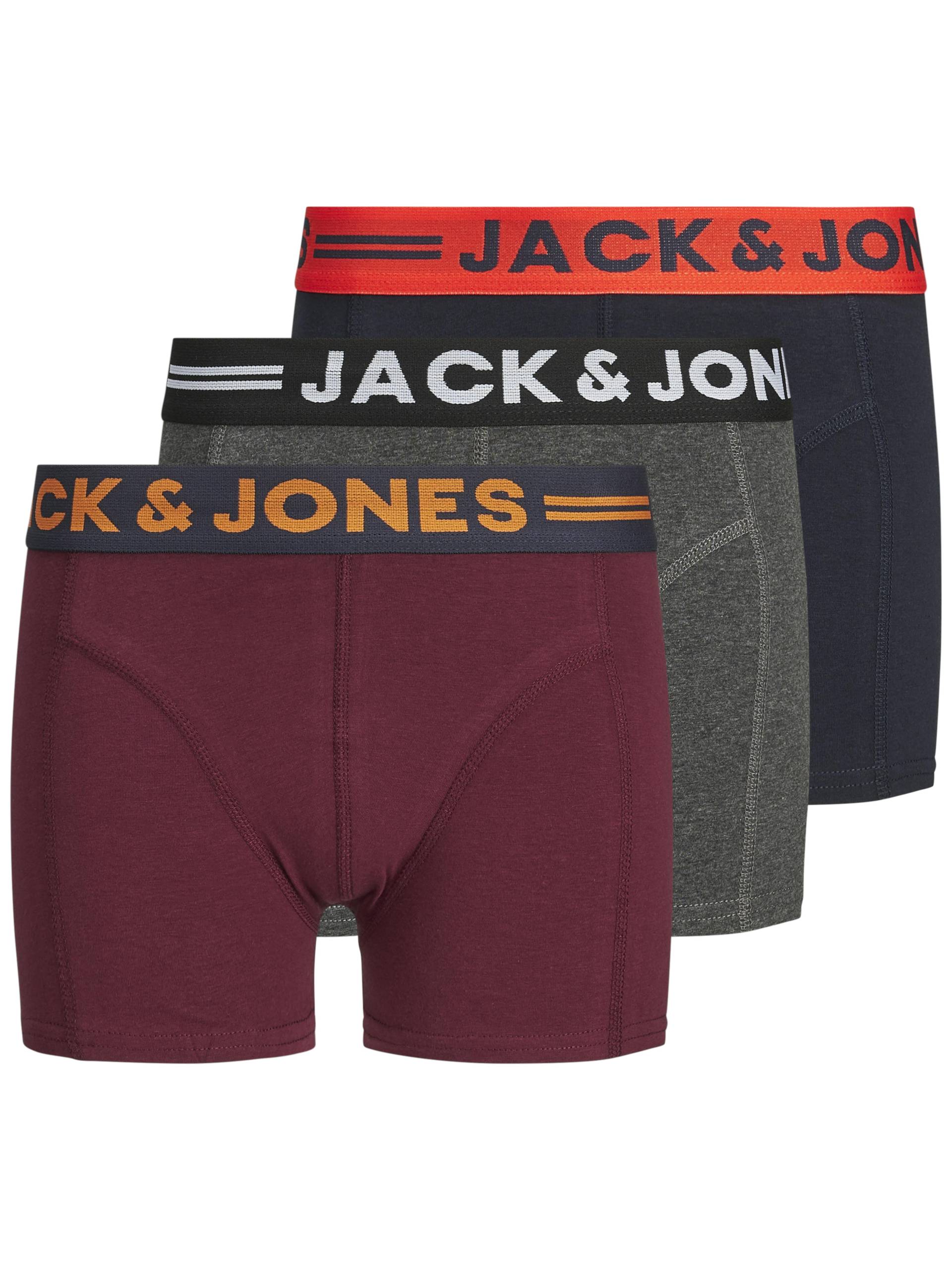 JACK&JONES - JACLICHFIELD TRUNKS 3 PACK NOOS JNR dark grey melange - Gr. - 140 von JACK&JONES