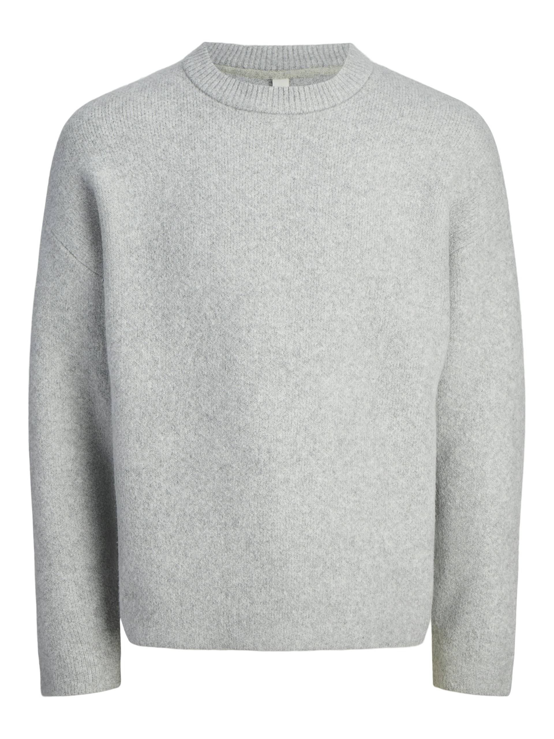 JACK&JONES - JCOBLANKS KNIT LS CREW NECK LN light grey melange - Gr. - L von JACK&JONES