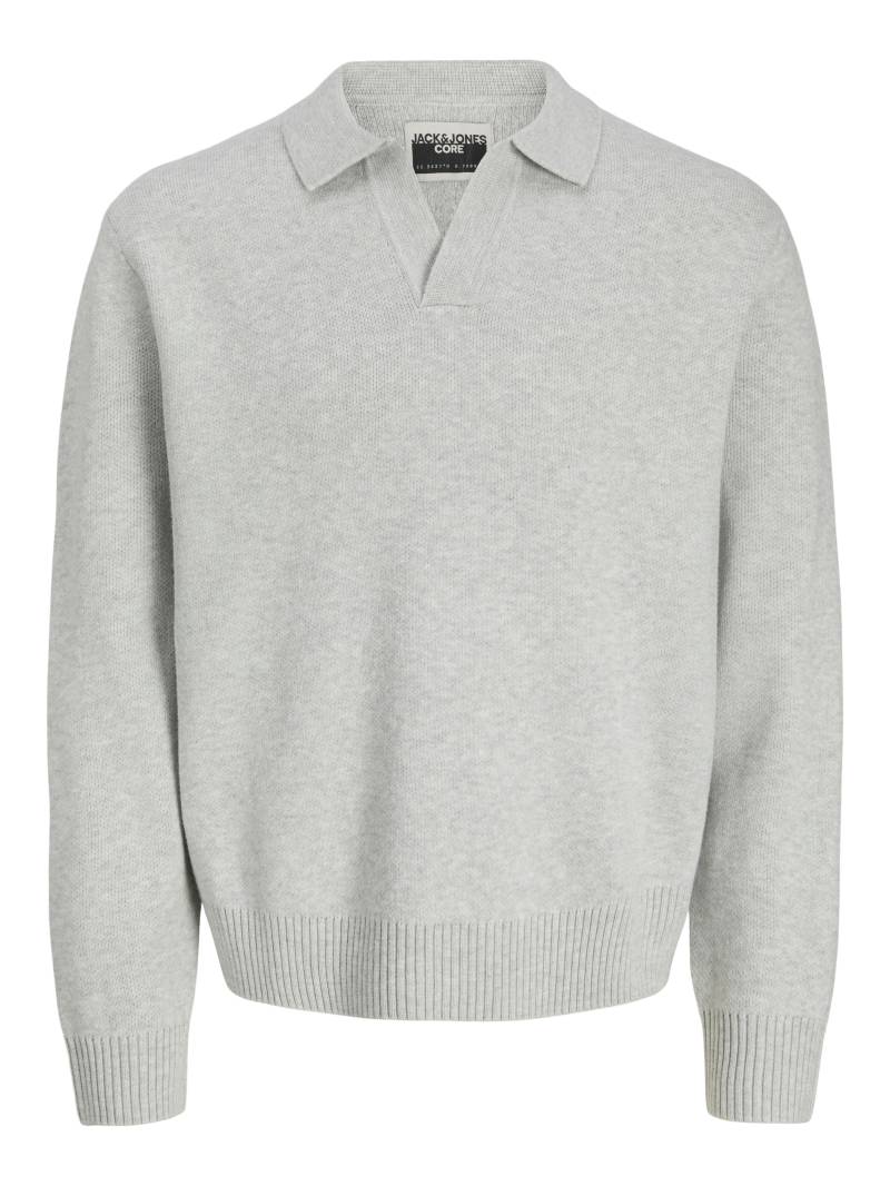 JACK&JONES - JCOCOVER KNIT SPLIT NECK POLO light grey melange - Gr. - S von JACK&JONES