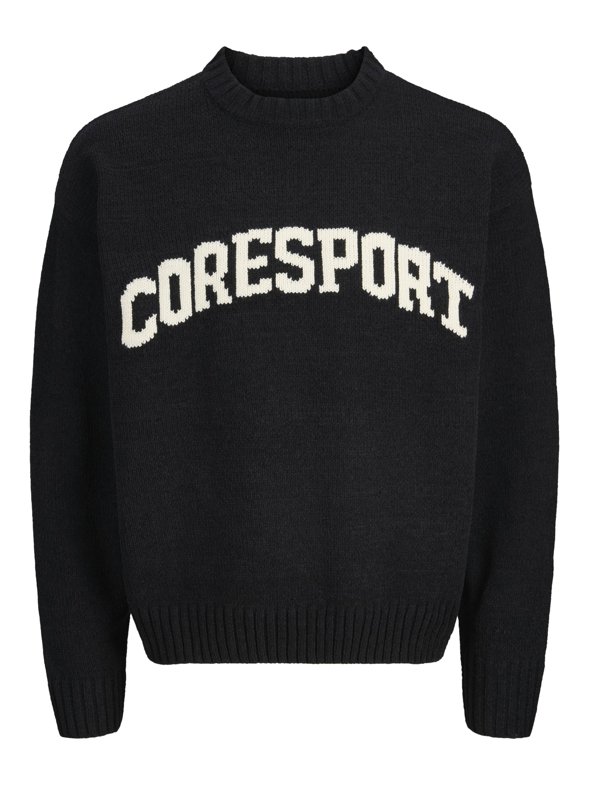 JACK&JONES - JCOCREST KNIT JACQUARD CREW NECK black - Gr. - XL von JACK&JONES
