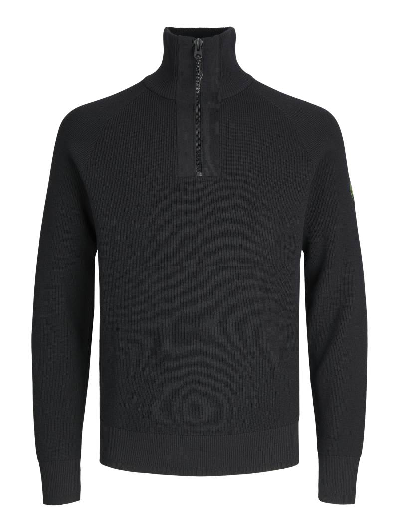 JACK&JONES - JCOFILO KNIT HALF ZIP SN black - Gr. - S von JACK&JONES
