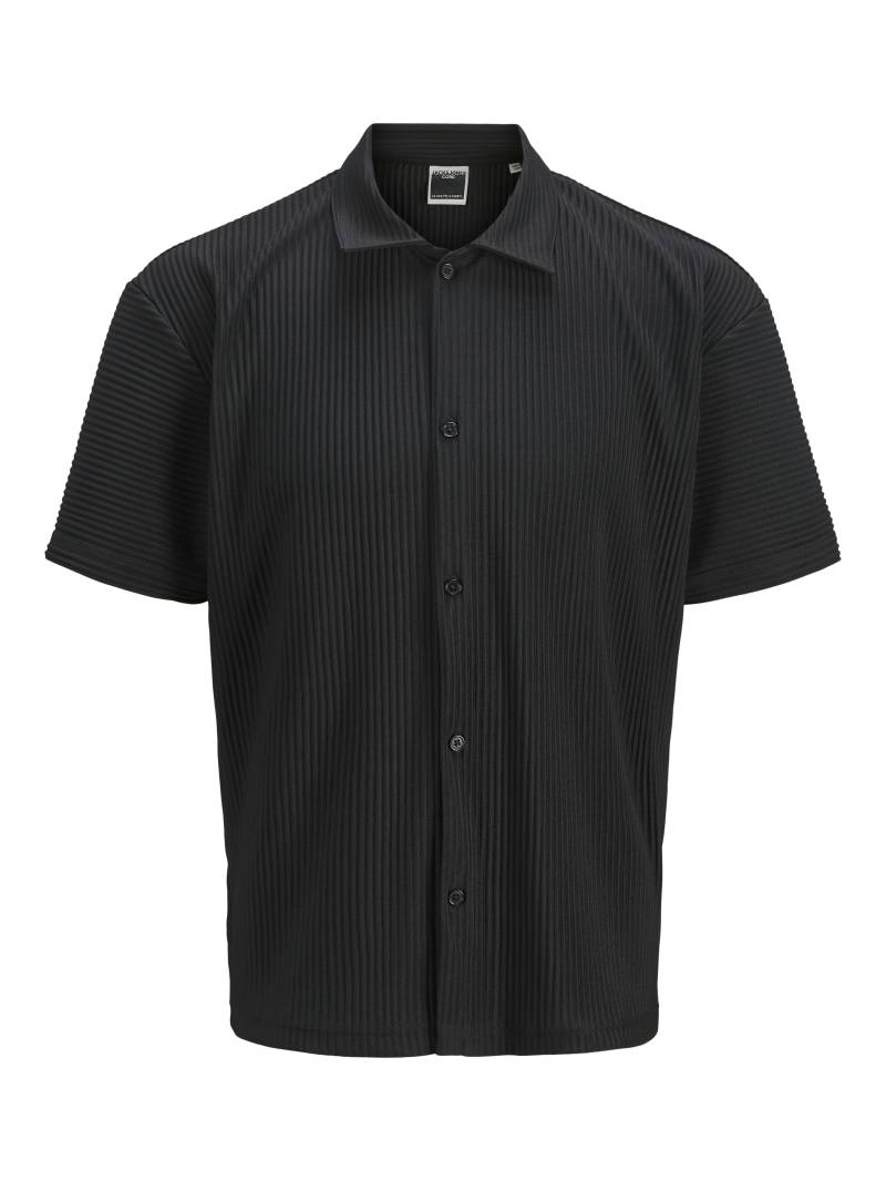 JACK&JONES - JCOINTERLUDE PLISSE SHIRT SS black - Gr. - XXL von JACK&JONES
