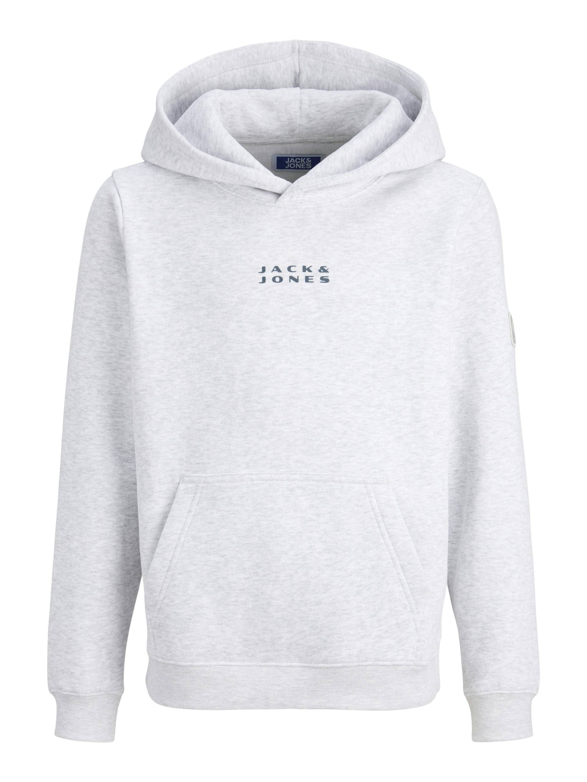 JACK&JONES - JCOPOINT SWEAT BADGE HOOD JNR white melange - Gr. - 176 von JACK&JONES
