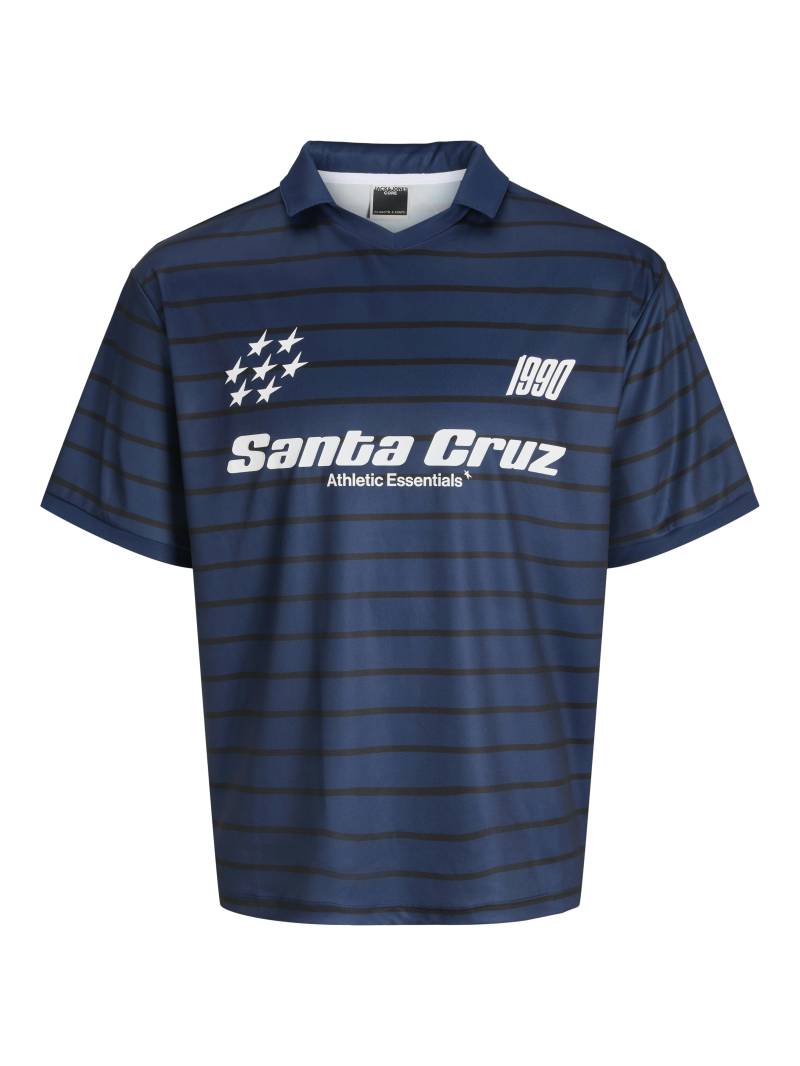 JACK&JONES - JCOSIGNAL STRIPE MESH V-NECK COLL SS JNR titan - Gr. - 164 von JACK&JONES