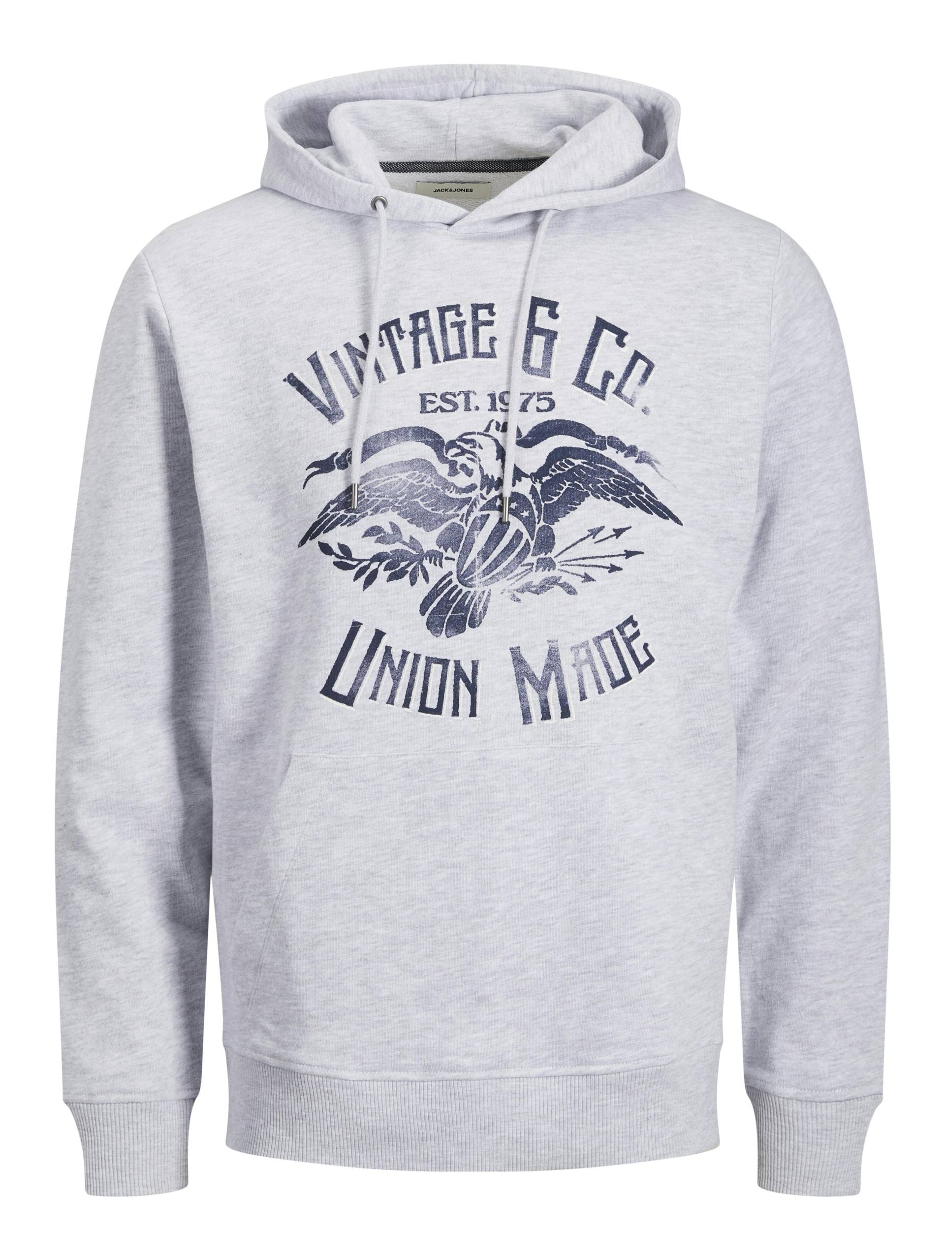 JACK&JONES - JJAARON HOOD SWEAT white melange - Gr. - M von JACK&JONES