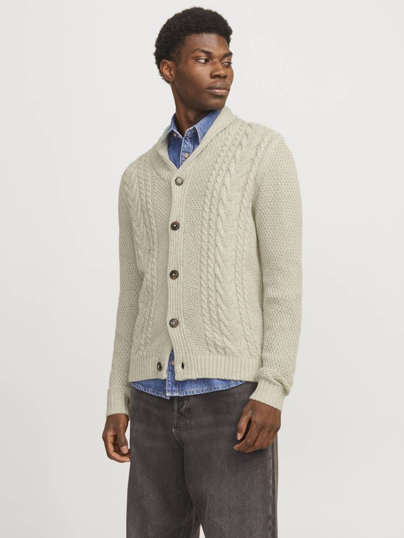 JACK&JONES - JJCRAIG KNIT SHAWL NECK AW24 white melange - Gr. - M von JACK&JONES
