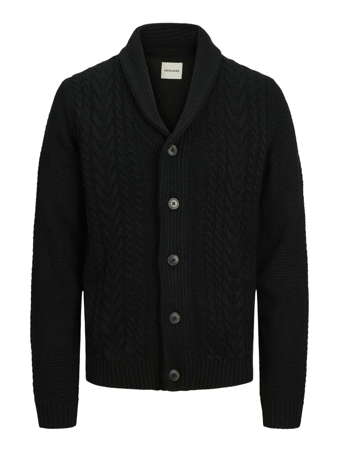 JACK&JONES - JJCRAIG KNIT SHAWL NECK CARDIGAN schwarz - Gr. - S von JACK&JONES