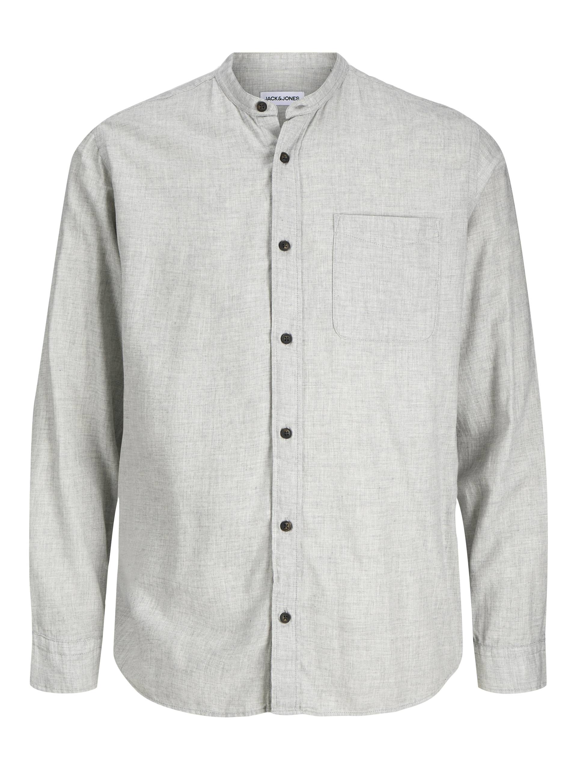 JACK&JONES - JJEBAND MELANGE SHIRT L/S light grey melange - Gr. - L von JACK&JONES