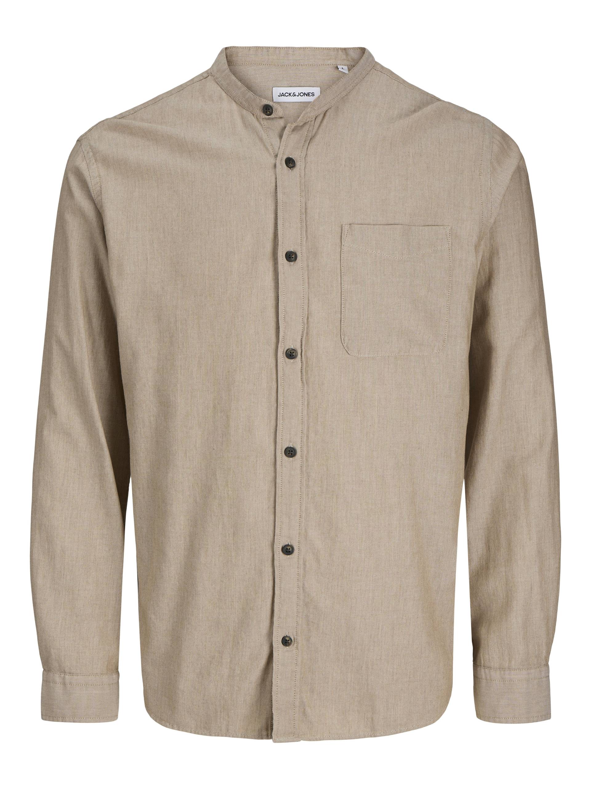 JACK&JONES - JJEBAND MELANGE SHIRT L/S oatmeal - Gr. - M von JACK&JONES