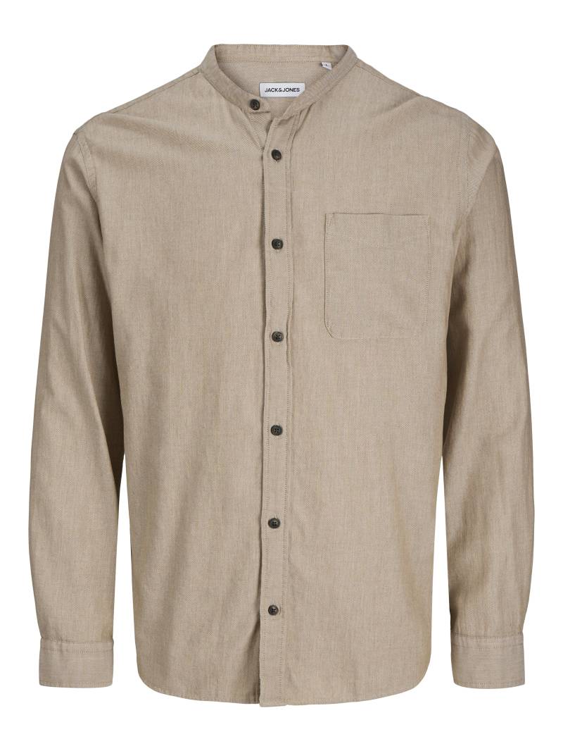 JACK&JONES - JJEBAND MELANGE SHIRT L/S oatmeal - Gr. - M von JACK&JONES