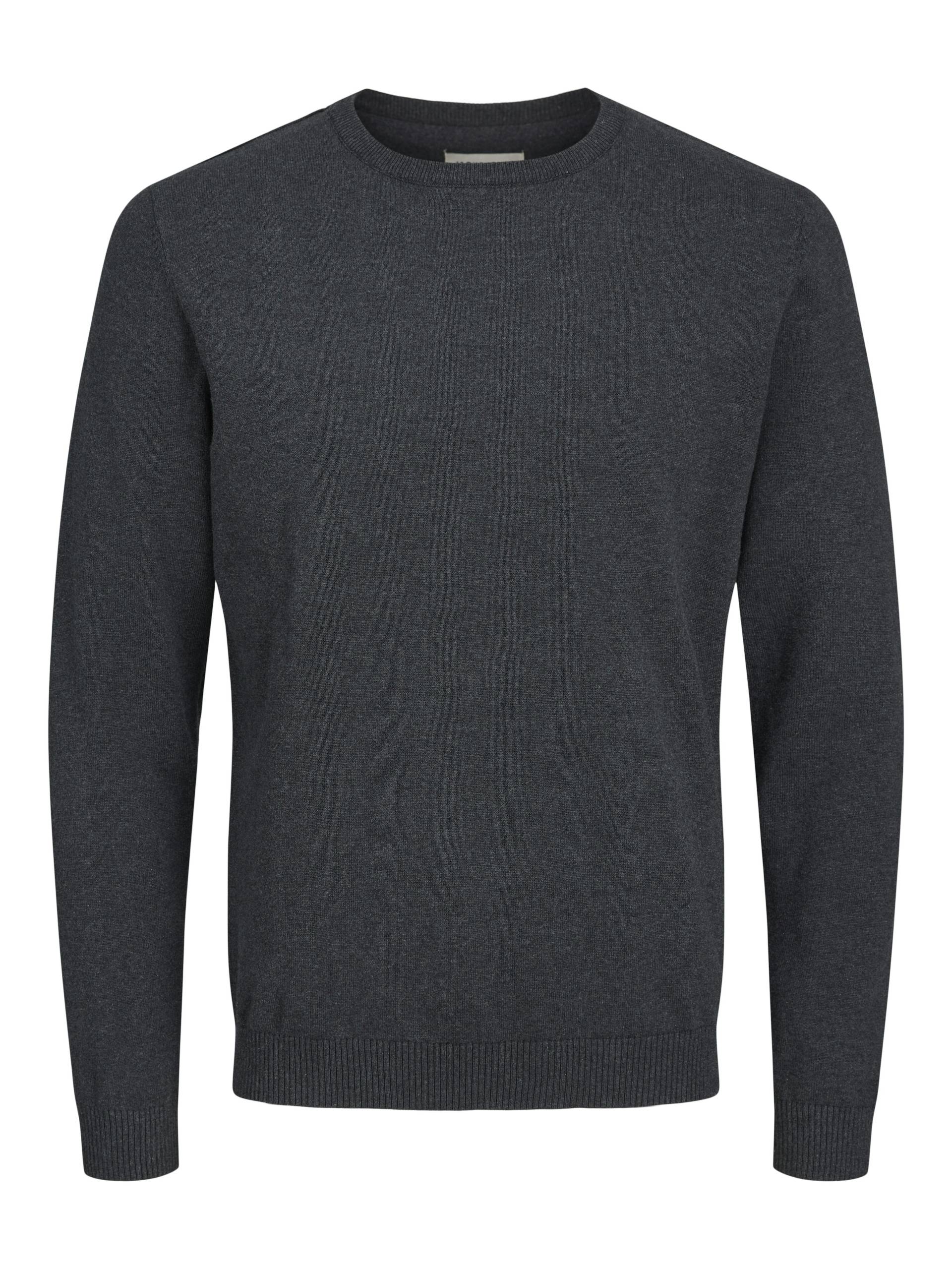 JACK&JONES - JJEBASIC KNIT CREW NECK NOOS dark grey melange - Gr. - XS von JACK&JONES