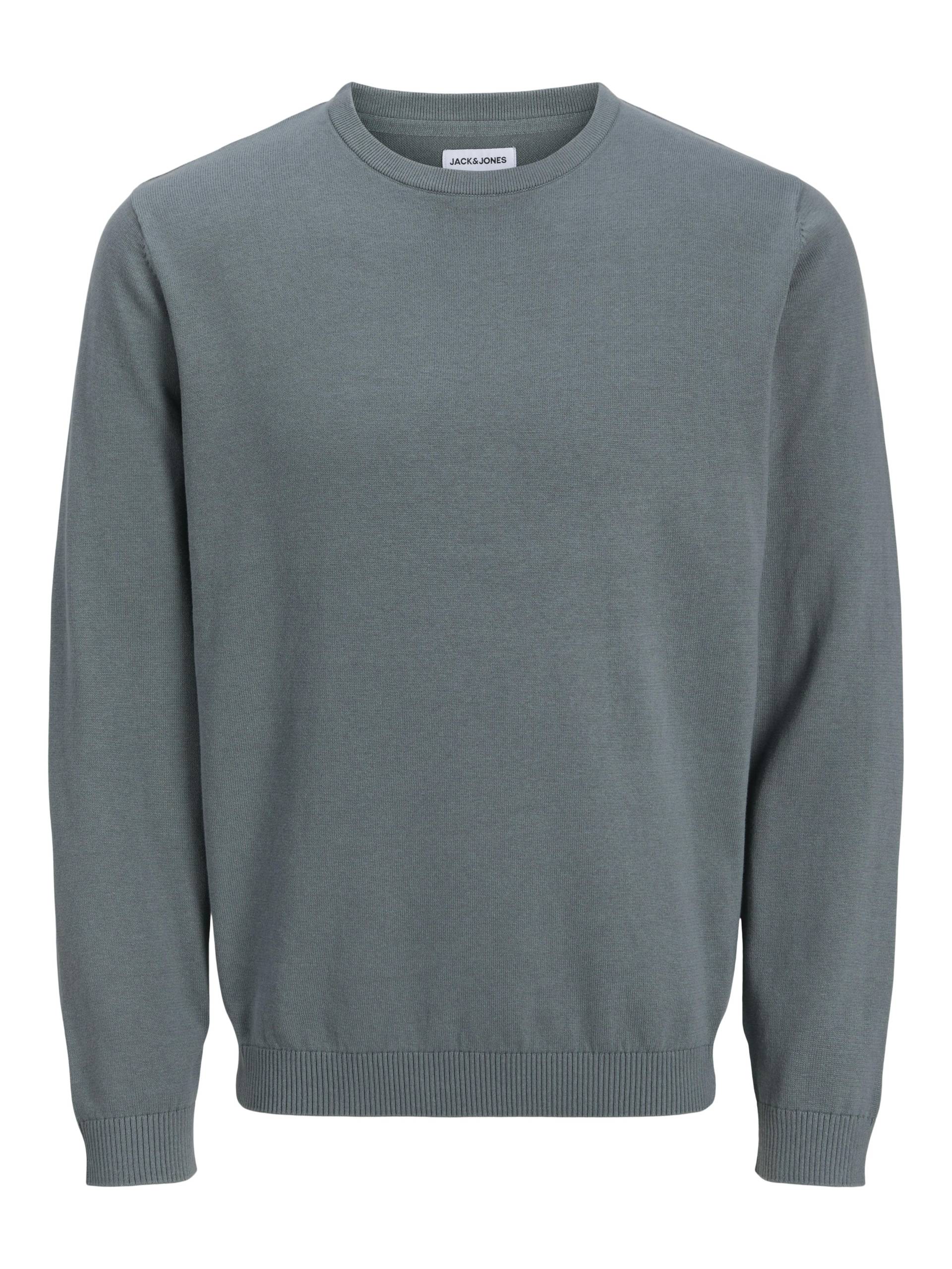 JACK&JONES - JJEBASIC KNIT CREW NECK NOOS stormy weather - Gr. - M von JACK&JONES