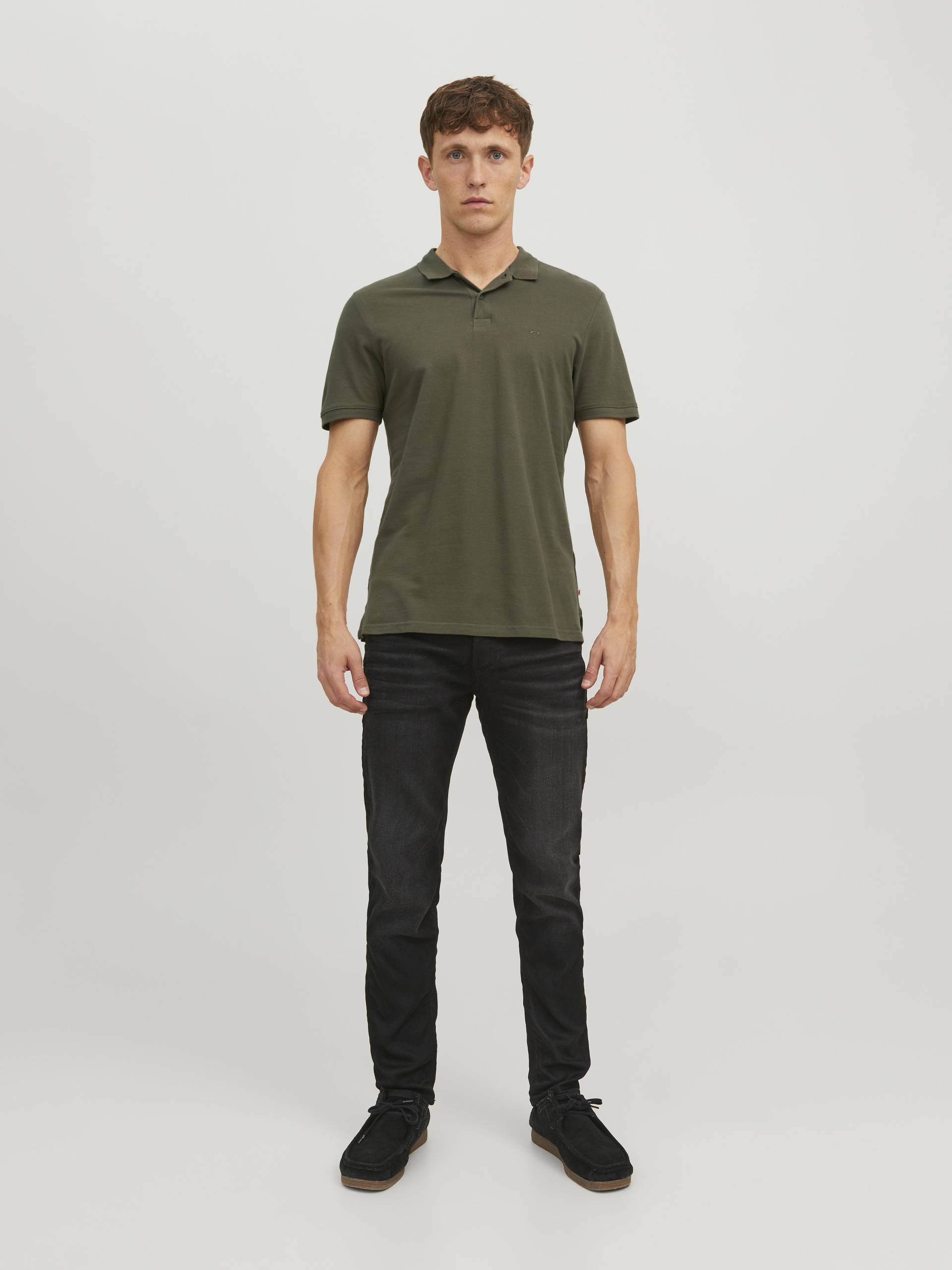 JACK&JONES - JJEBASIC POLO SS NOOS olive night - Gr. - M von JACK&JONES