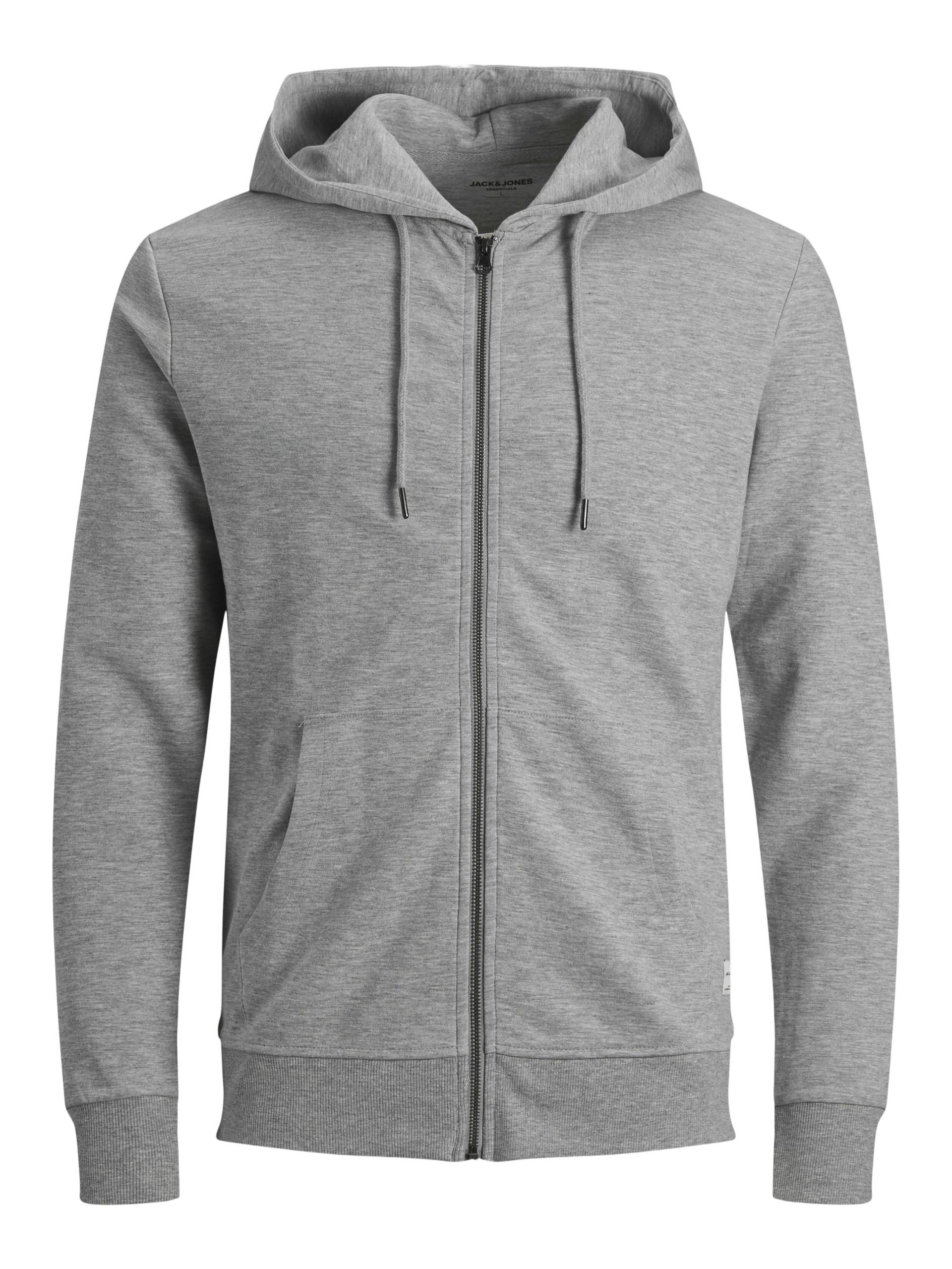 JACK&JONES - JJEBASIC SWEAT ZIP HOOD NOOS light grey melange - Gr. - S von JACK&JONES