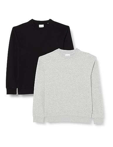 JACK & JONES Herren Jjebradley Sweat Crew 2pk Mp Sweatshirt, Black/Pack:Black+lgm, M von JACK & JONES