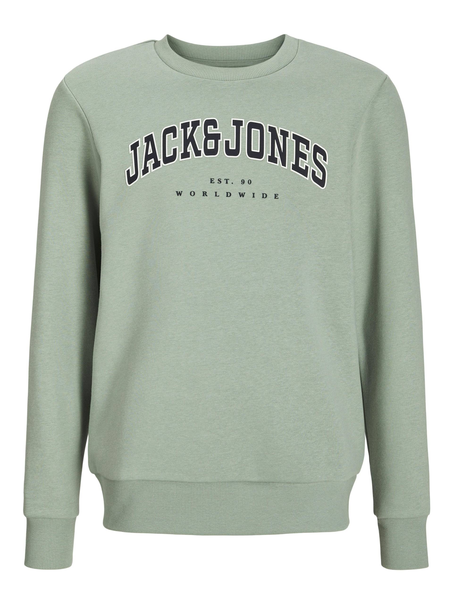 JACK&JONES - JJECALEB VARSITY SWEAT CREW NOOS MNI iceberg green - Gr. - 98 von JACK&JONES