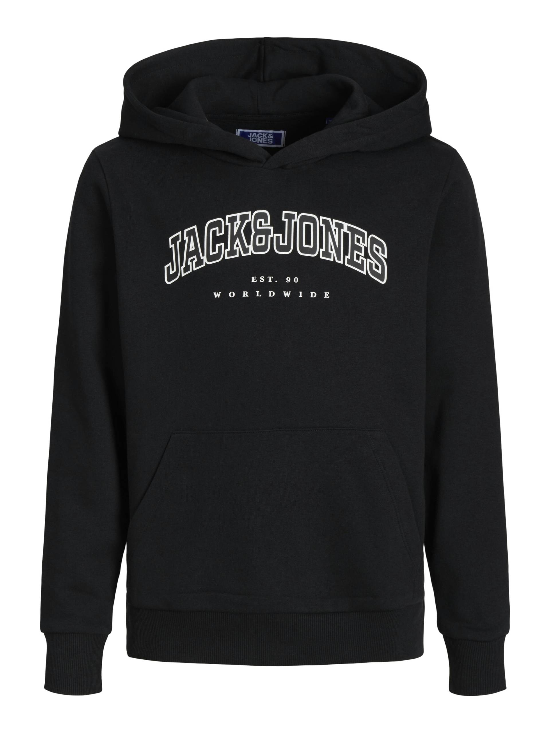 JACK&JONES - JJECALEB VARSITY SWEAT HOOD NOOS JNR black - Gr. - 152 von JACK&JONES