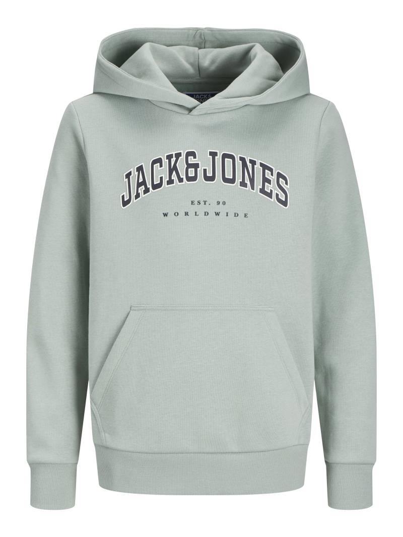 JACK&JONES - JJECALEB VARSITY SWEAT HOOD NOOS JNR iceberg green - Gr. - 140 von JACK&JONES