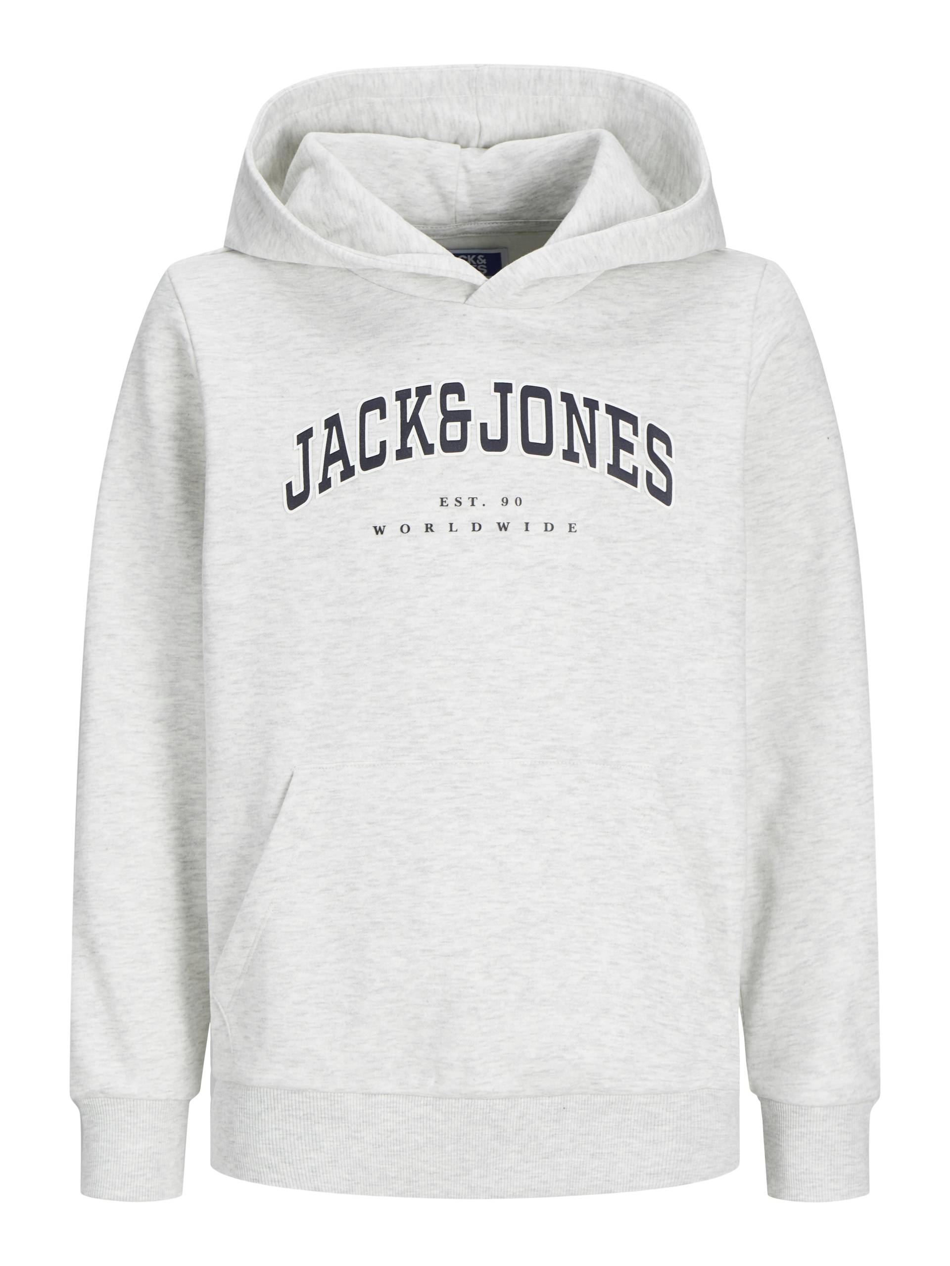 JACK&JONES - JJECALEB VARSITY SWEAT HOOD NOOS JNR white melange - Gr. - 176 von JACK&JONES