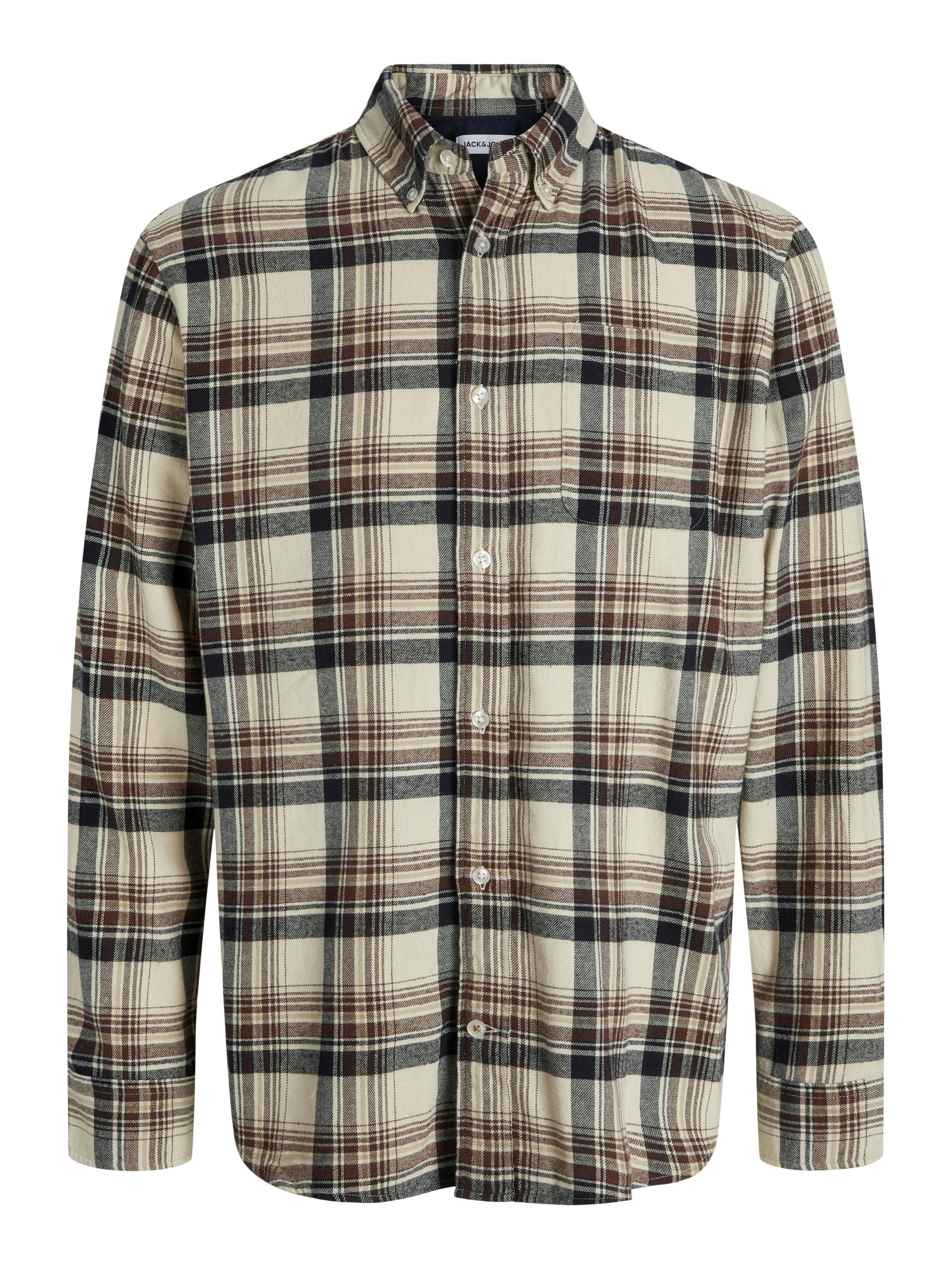 JACK&JONES - JJECLASSIC FLANNEL CHECK SHIRT LS SN antique white - Gr. - M von JACK&JONES