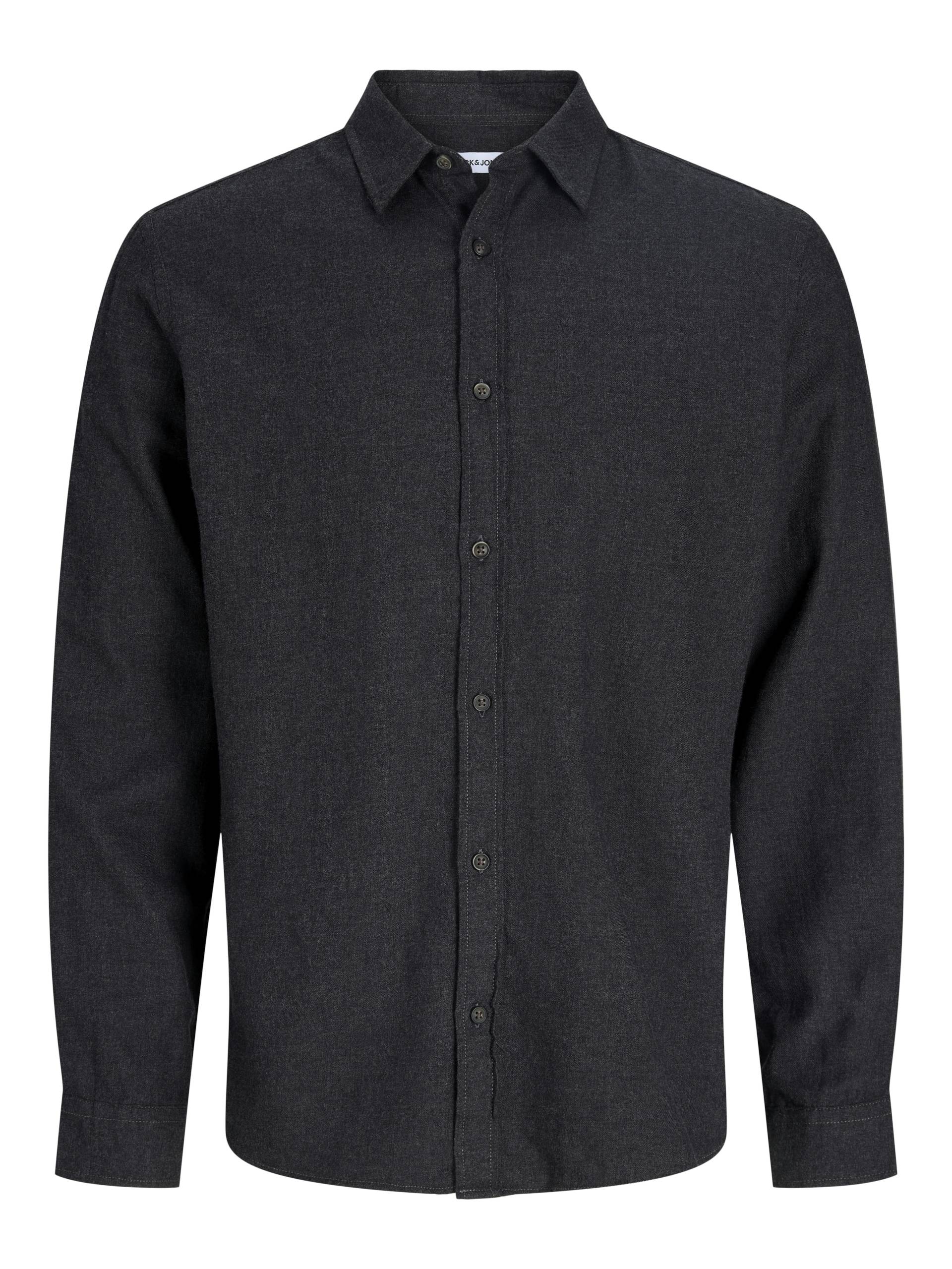 JACK&JONES - JJECLASSIC MELANGE SHIRT L/S NOOS dark grey melange - Gr. - L von JACK&JONES