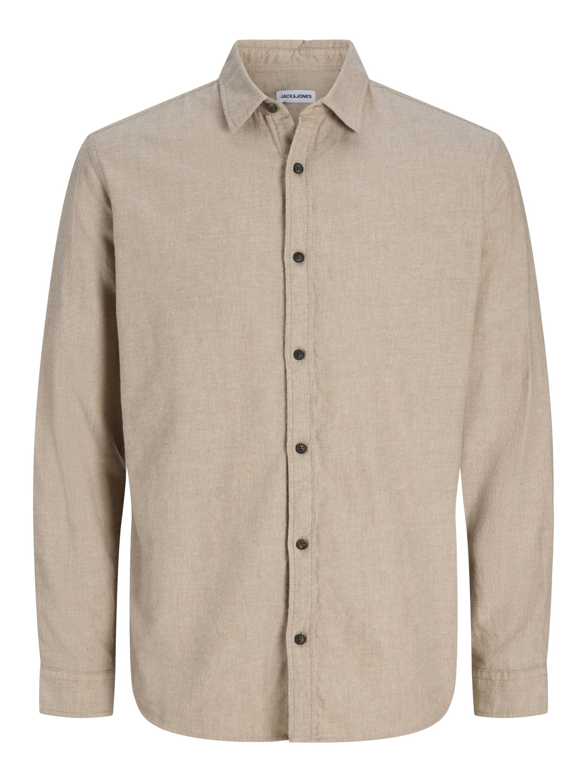 JACK&JONES - JJECLASSIC MELANGE SHIRT L/S NOOS oatmeal - Gr. - XS von JACK&JONES