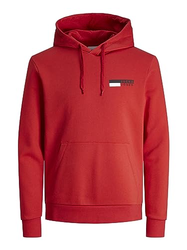 JACK&JONES Herren JJECORP Logo Sweat Hood Play NOOS Kapuzenpullover, True Red/Print:P4 Small Print, XXL von JACK & JONES