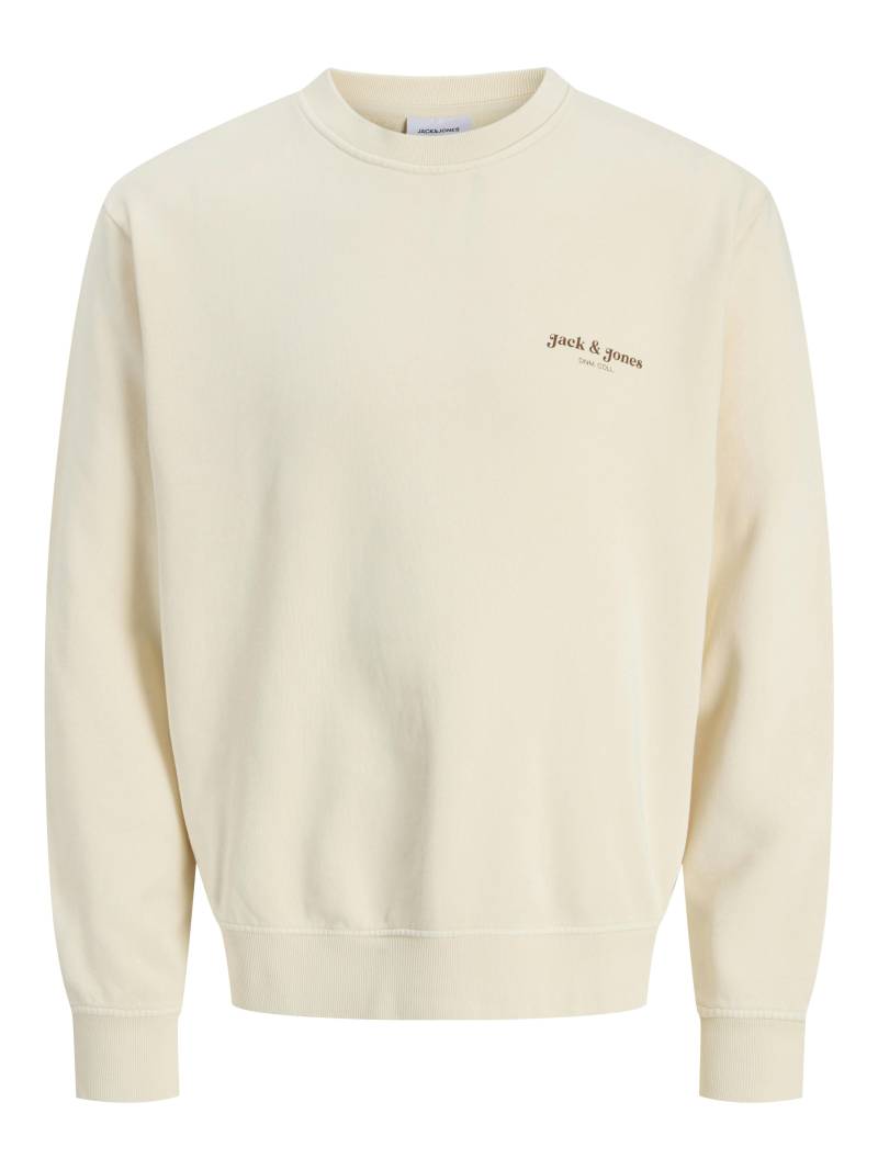 JACK&JONES - JJEDOVER PRINT SWEAT CREW NECK antique white - Gr. - L von JACK&JONES