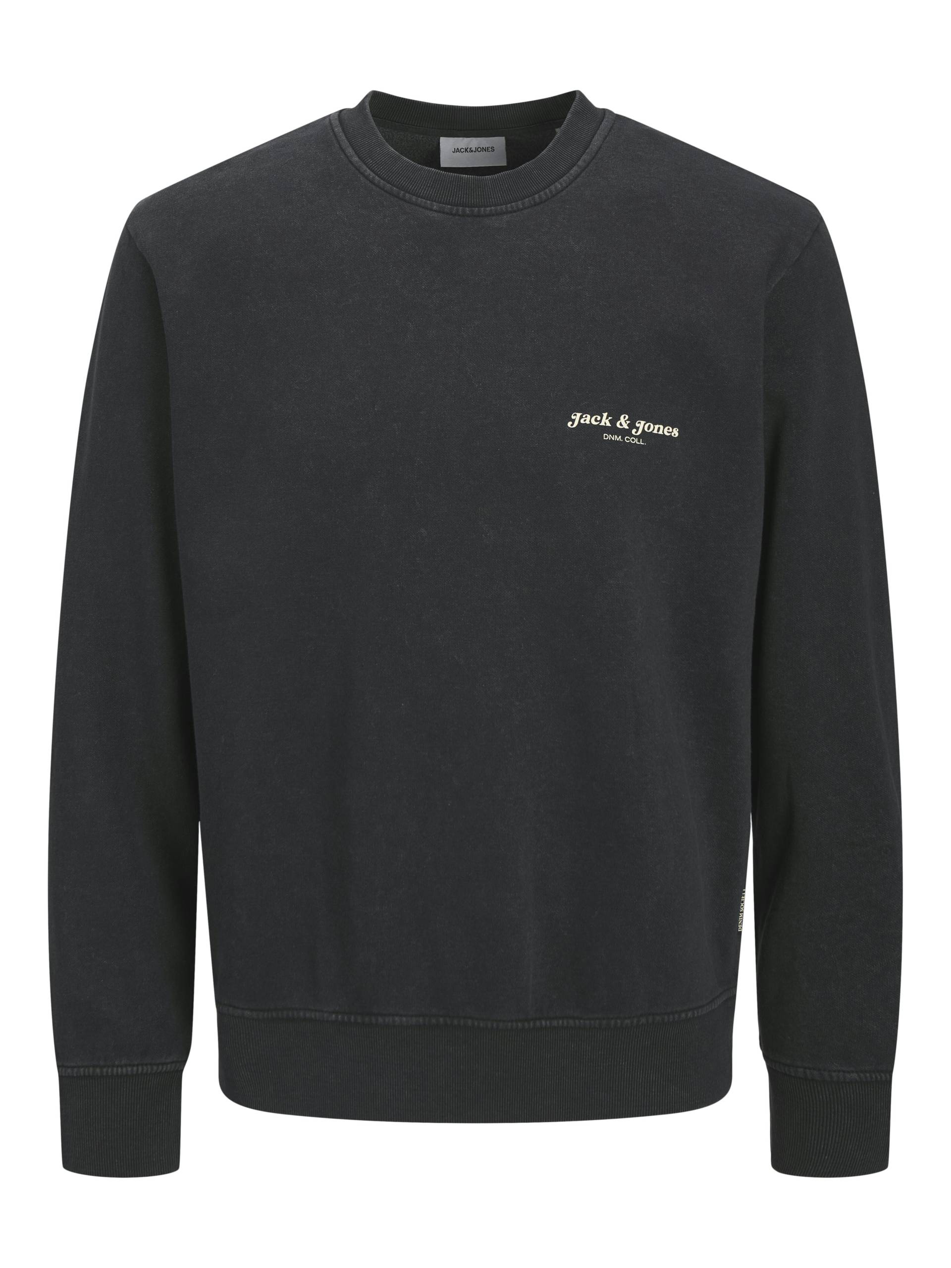 JACK&JONES - JJEDOVER PRINT SWEAT CREW NECK black - Gr. - XXL von JACK&JONES