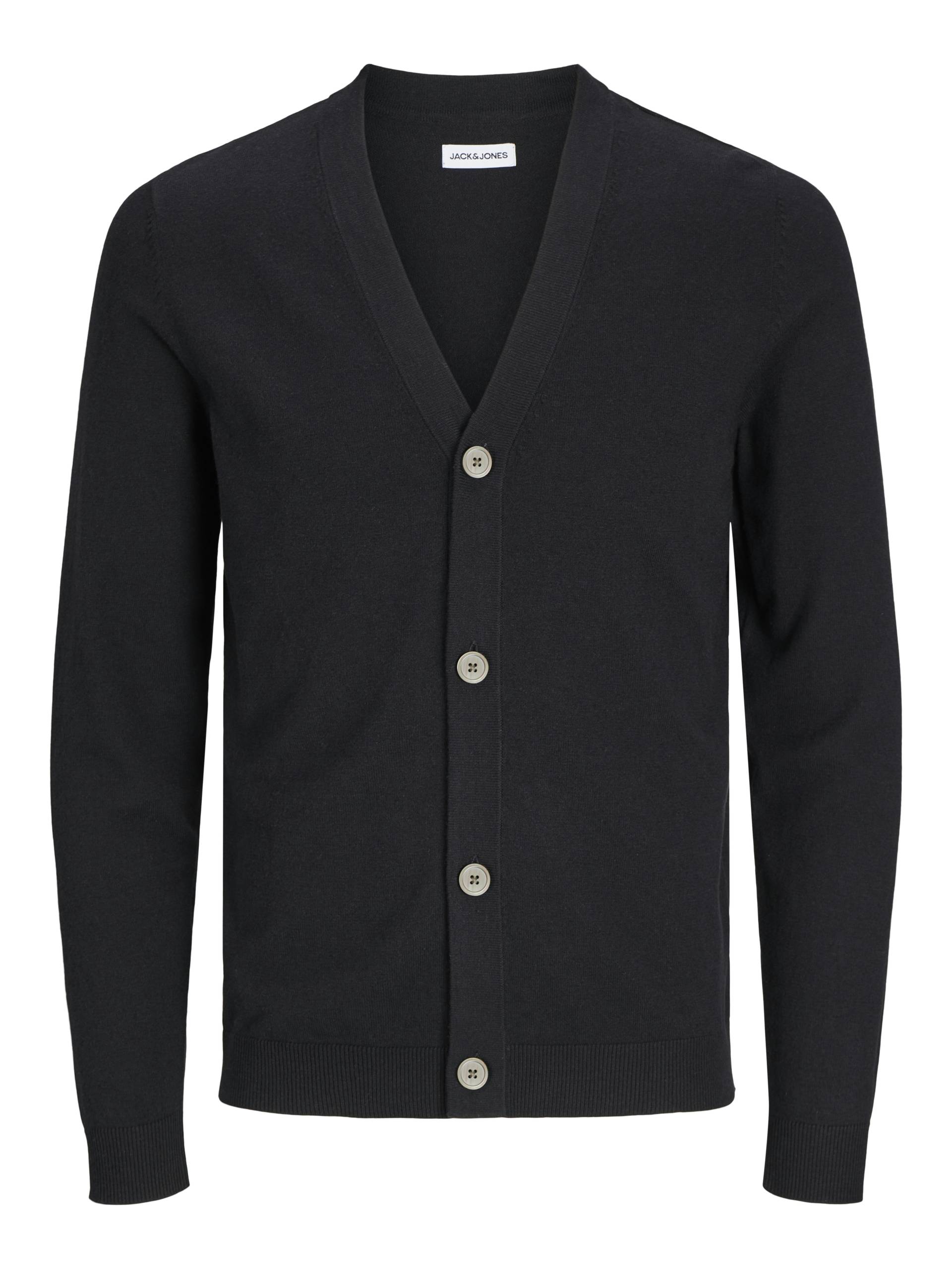 JACK&JONES - JJEEMIL KNIT BUTTON CARDIGAN NOOS black - Gr. - M von JACK&JONES