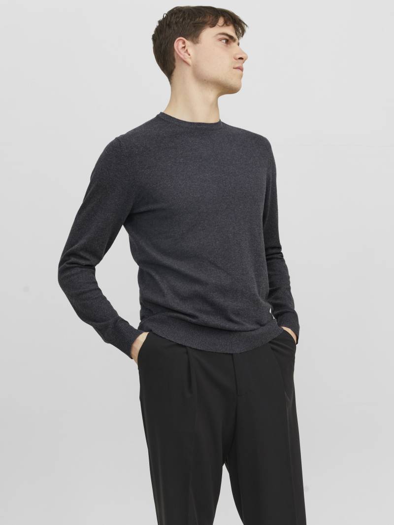 JACK&JONES - JJEEMIL KNIT CREW NECK NOOS dark grey melange - Gr. - M von JACK&JONES