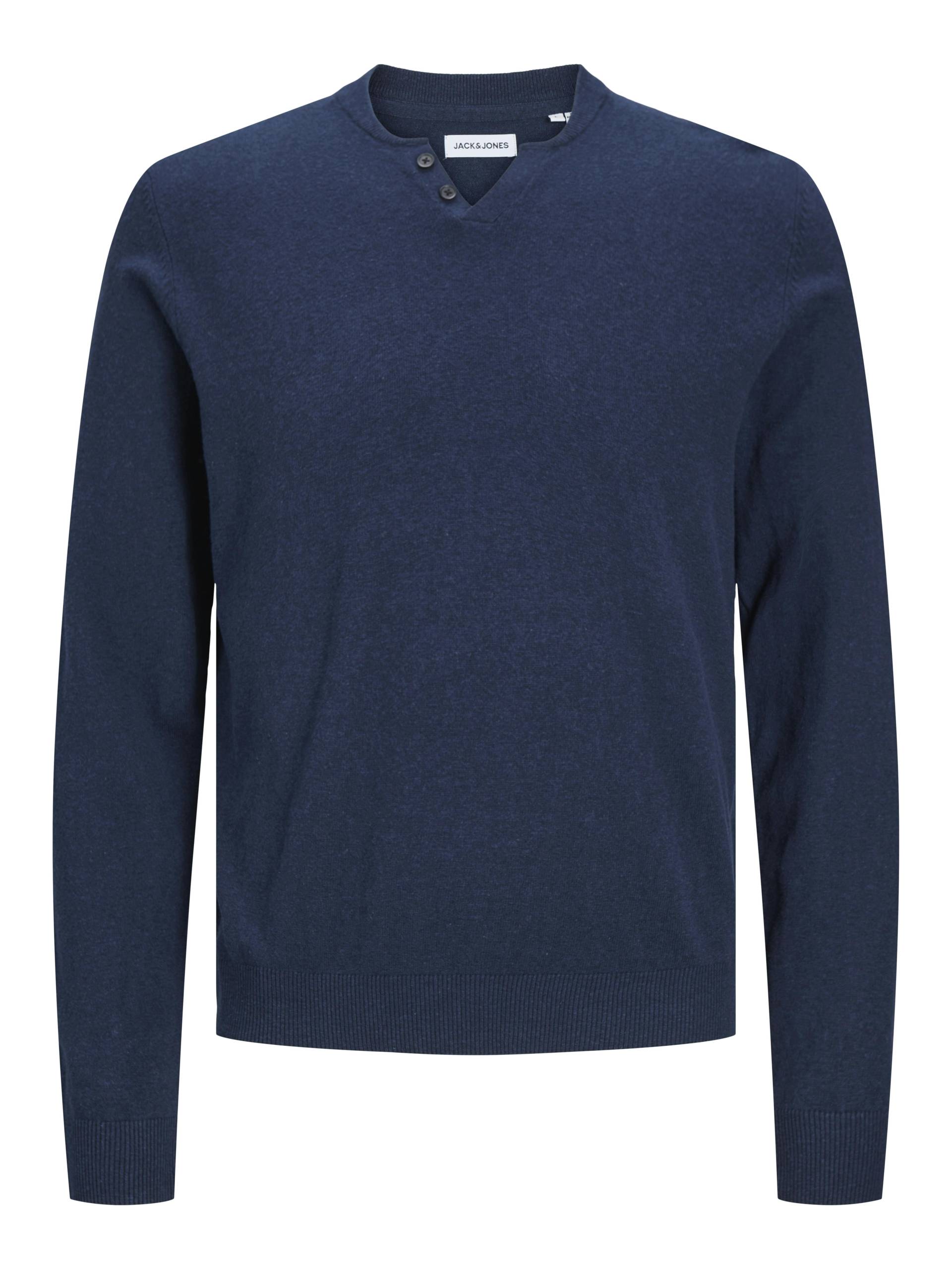 JACK&JONES - JJEEMIL KNIT SPLIT NECK navy blazer - Gr. - XXL von JACK&JONES