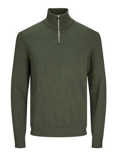 JACK & JONES Male Strickjacke mit Viertelreißverschluss Einfarbig Strickjacke mit Viertelreißverschluss von JACK & JONES