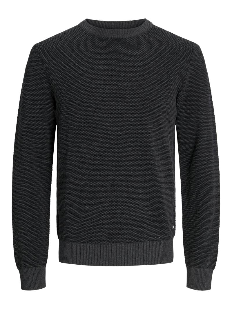 JACK&JONES - JJEGLOBE KNIT CREW NECK NOOS dark grey melange - Gr. - M von JACK&JONES