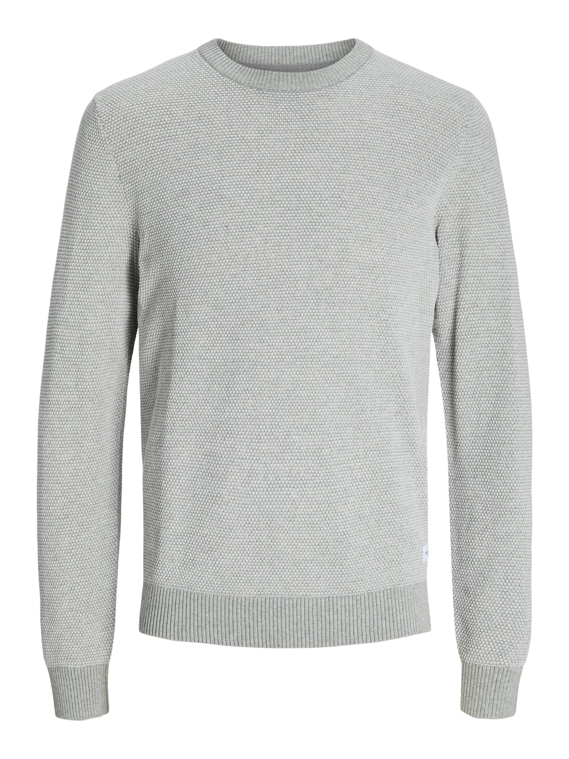 JACK&JONES - JJEGLOBE KNIT CREW NECK NOOS light grey melange - Gr. - L von JACK&JONES