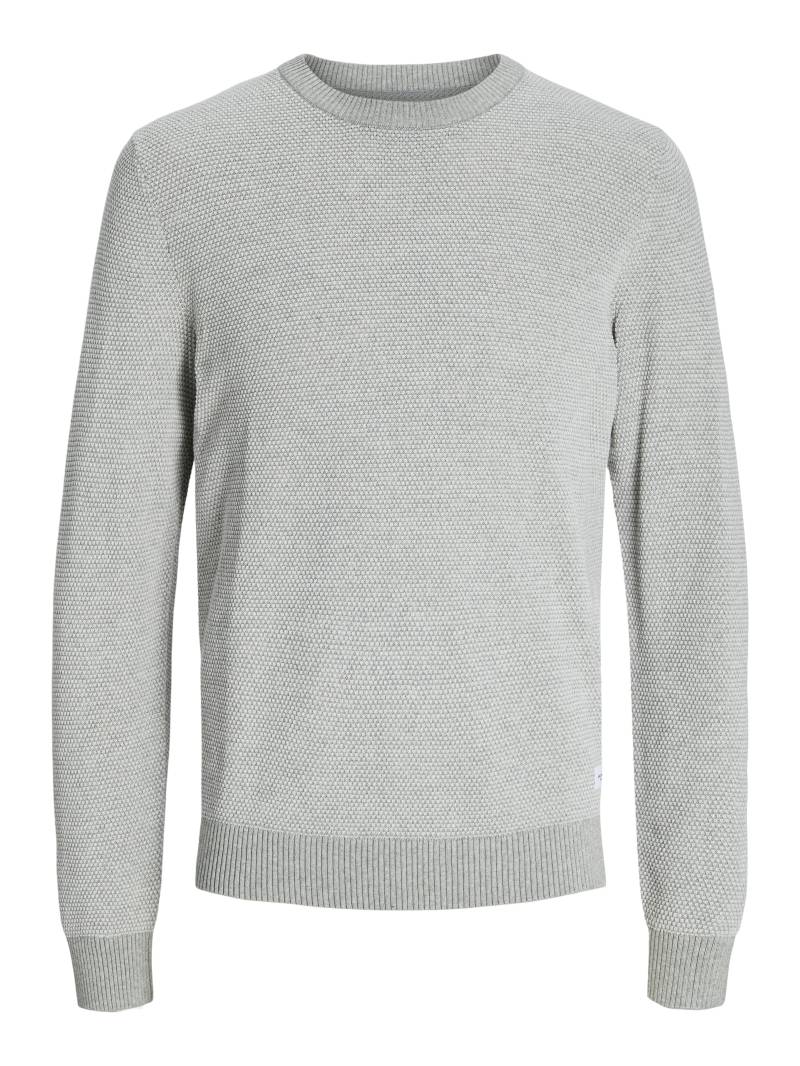 JACK&JONES - JJEGLOBE KNIT CREW NECK NOOS light grey melange - Gr. - L von JACK&JONES