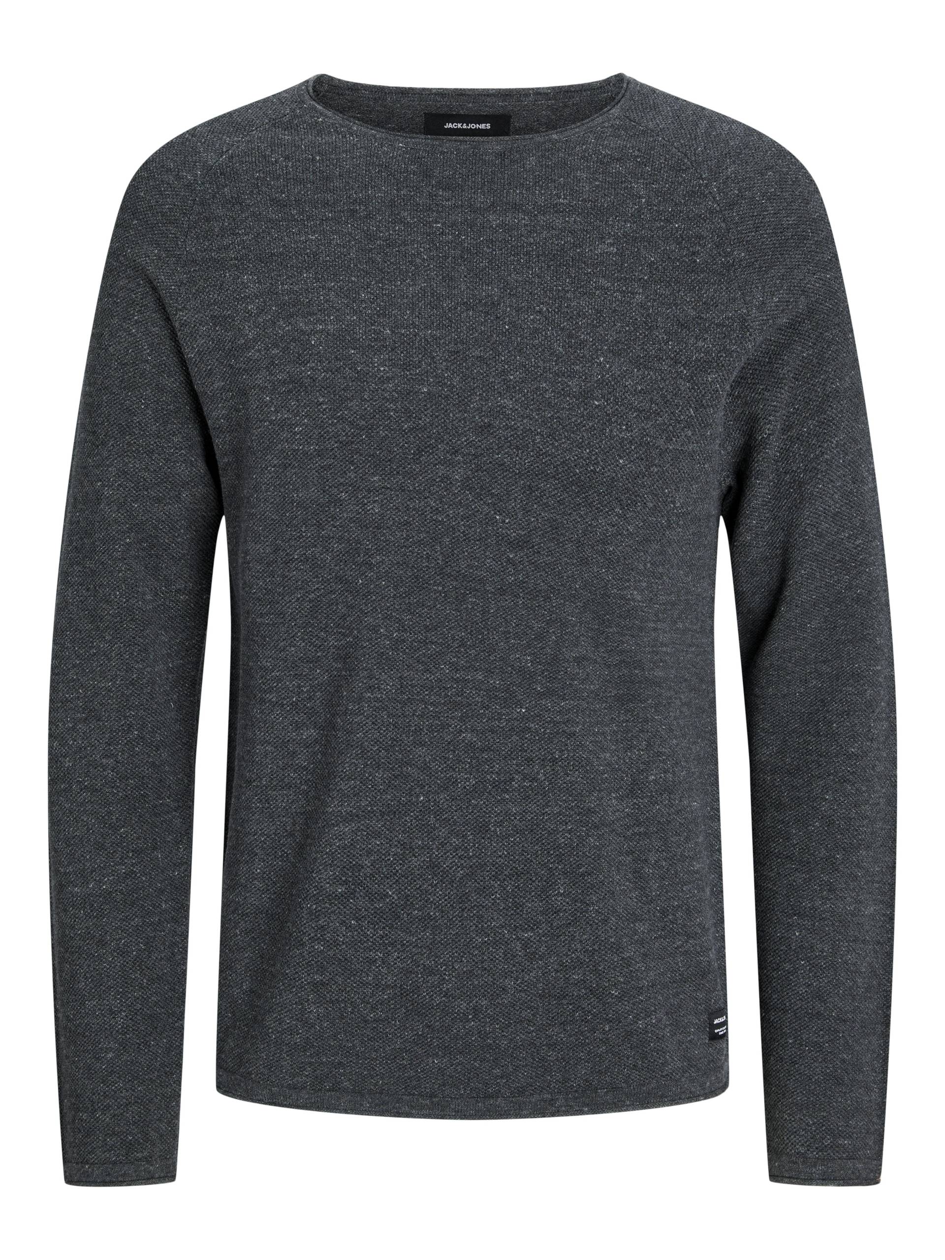JACK&JONES - JJEHILL KNIT CREW NECK NOOS dark grey melange - Gr. - M von JACK&JONES