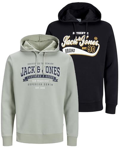 JACK & JONES JJELOGO Sweat Hood 23/24 Desert Sage 2er, L von JACK & JONES