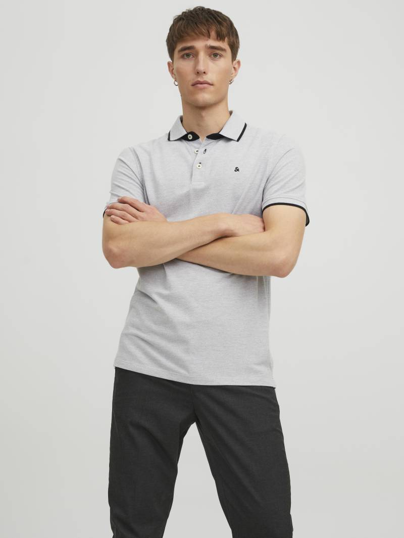 JACK&JONES - JJEPAULOS POLO SS NOOS light grey melange - Gr. - XXL von JACK&JONES