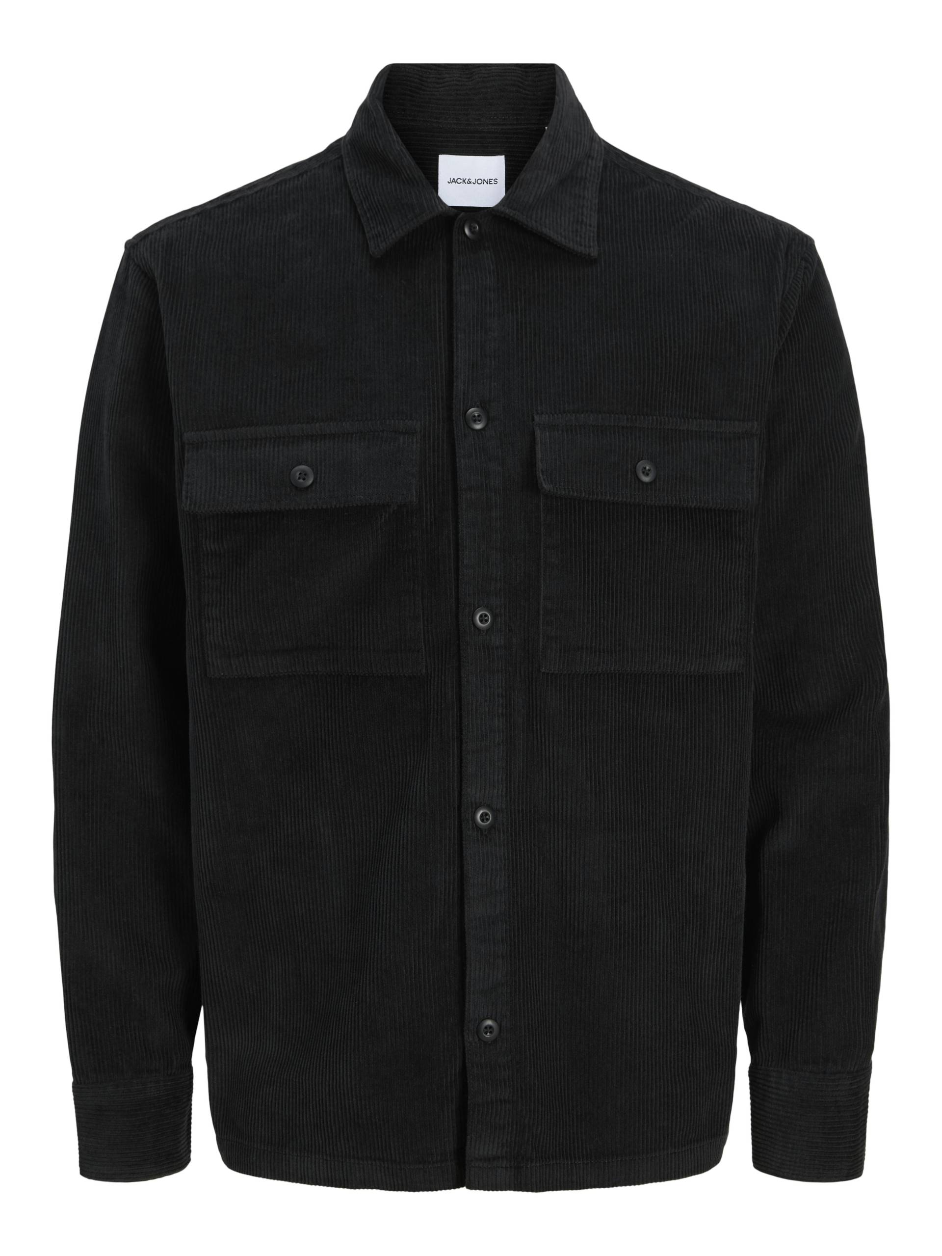 JACK&JONES - JJEPERFECT CORDUROY OVERSHIRT LS SN black - Gr. - M von JACK&JONES