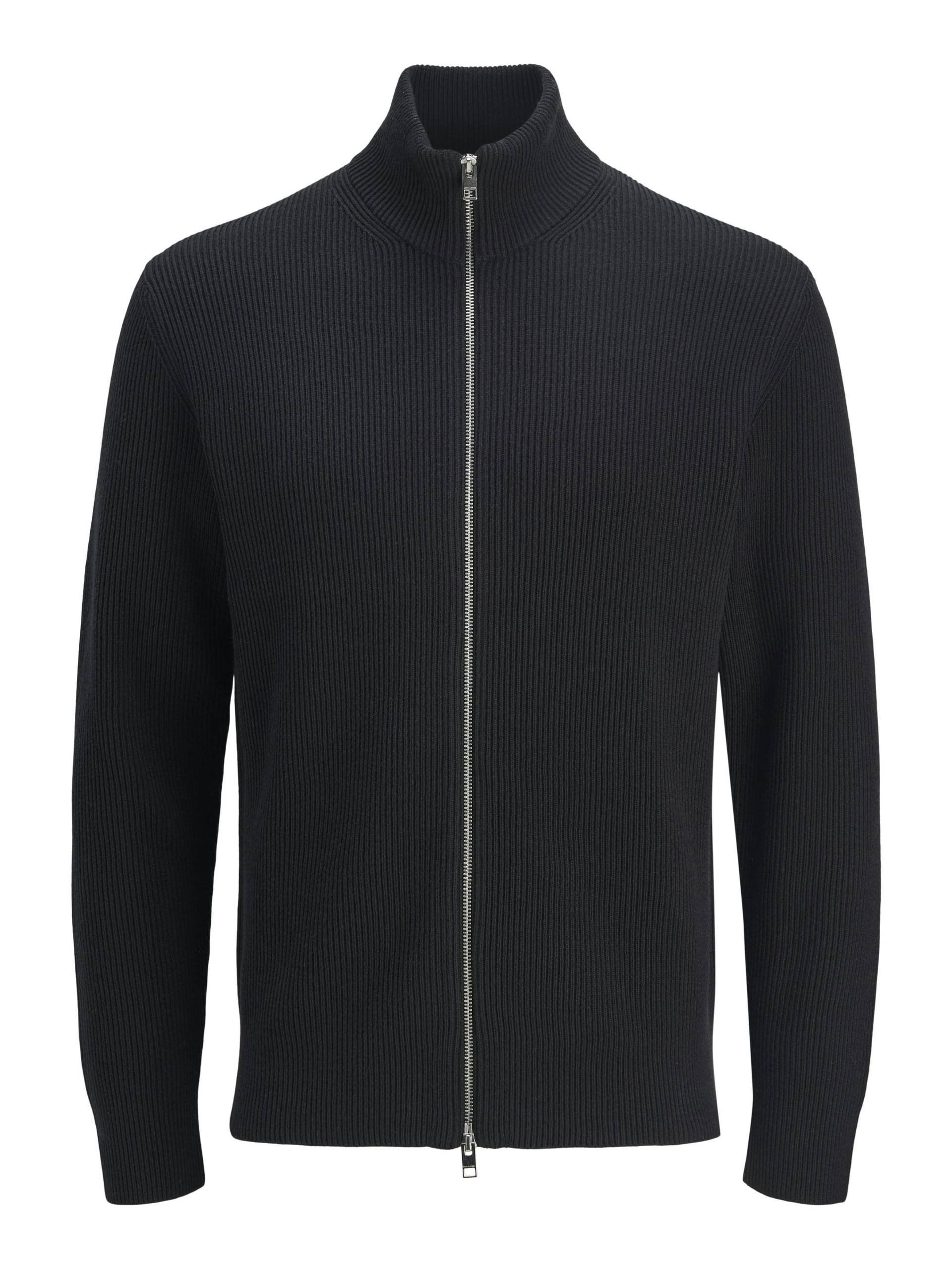 JACK&JONES - JJEPERFECT KNIT ZIP CARDIGAN SN black - Gr. - S von JACK&JONES